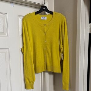 Old Navy Women's Bright Yellow Green Cropped Cardigan